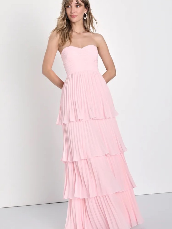 Lulus Dresses & Skirts - NWT Lulu's Strapless Tiered Maxi Dress - Pale Pink